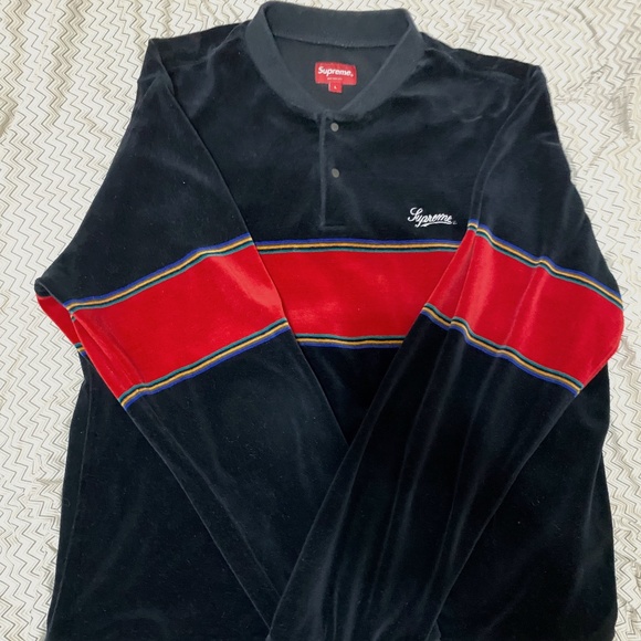 Supreme Velour Snap Henley - Picture 1 of 3
